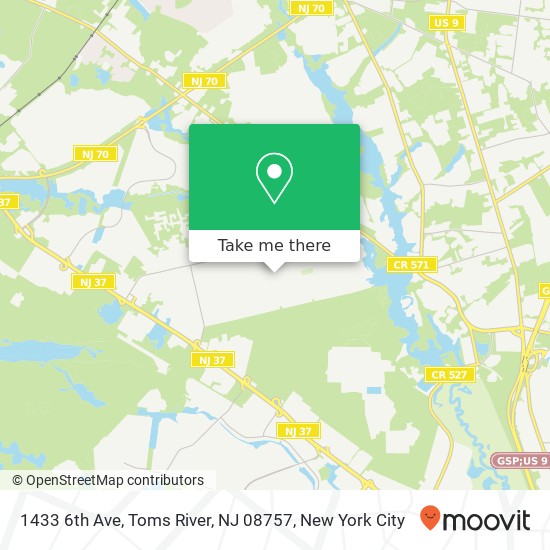 Mapa de 1433 6th Ave, Toms River, NJ 08757