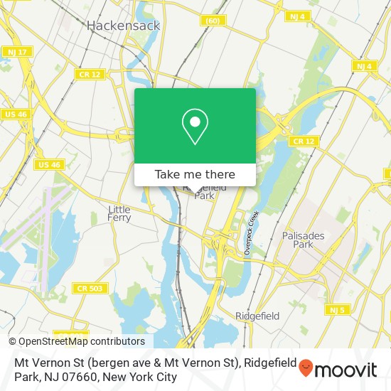 Mt Vernon St (bergen ave & Mt Vernon St), Ridgefield Park, NJ 07660 map