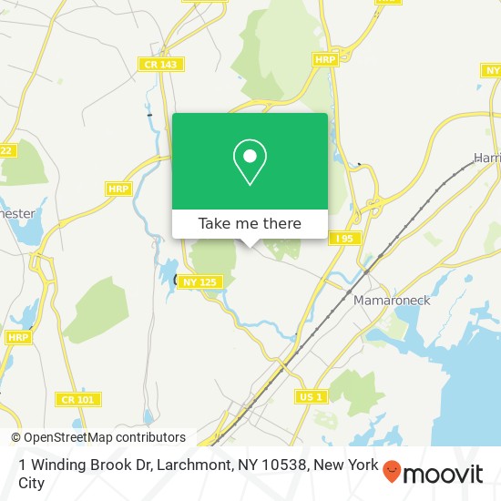 Mapa de 1 Winding Brook Dr, Larchmont, NY 10538