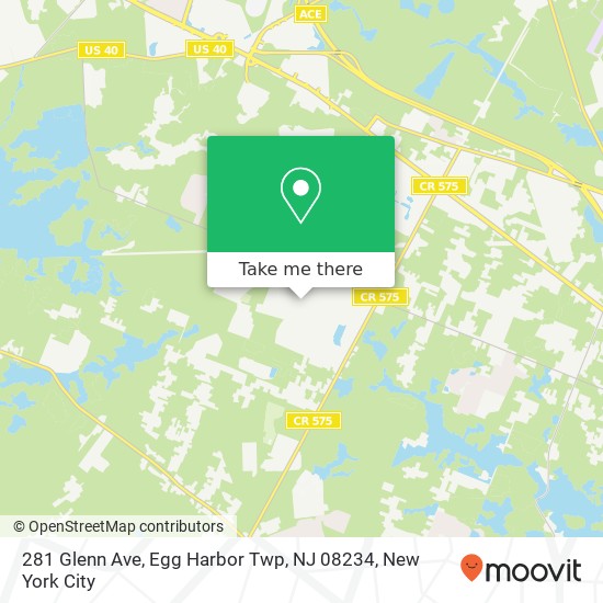 Mapa de 281 Glenn Ave, Egg Harbor Twp, NJ 08234