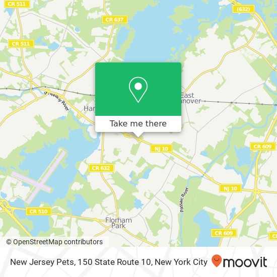 Mapa de New Jersey Pets, 150 State Route 10