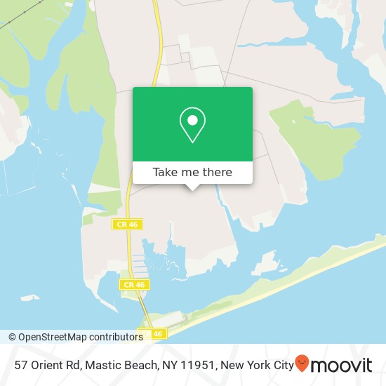 Mapa de 57 Orient Rd, Mastic Beach, NY 11951