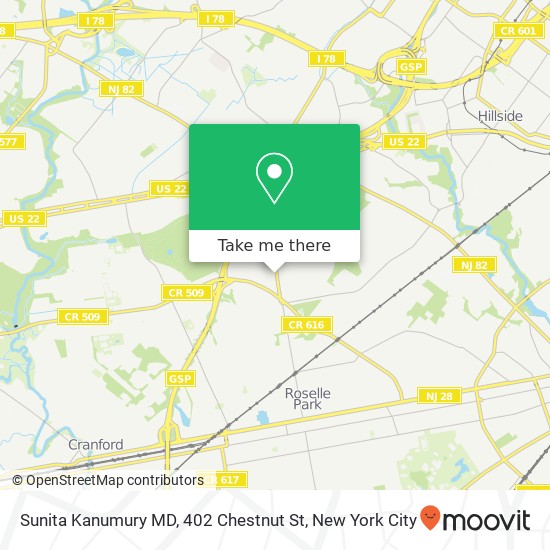 Mapa de Sunita Kanumury MD, 402 Chestnut St