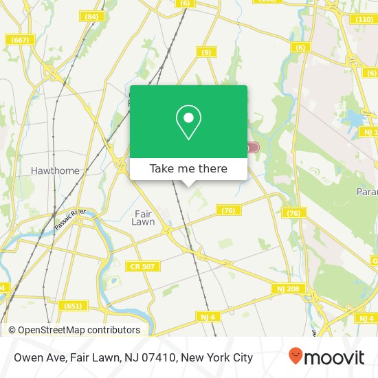 Mapa de Owen Ave, Fair Lawn, NJ 07410