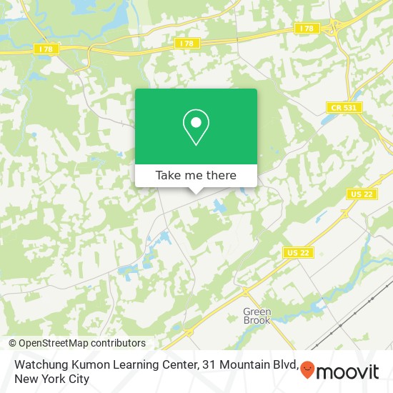 Mapa de Watchung Kumon Learning Center, 31 Mountain Blvd