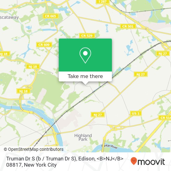 Truman Dr S (b / Truman Dr S), Edison, <B>NJ< / B> 08817 map
