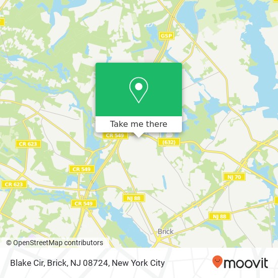 Mapa de Blake Cir, Brick, NJ 08724