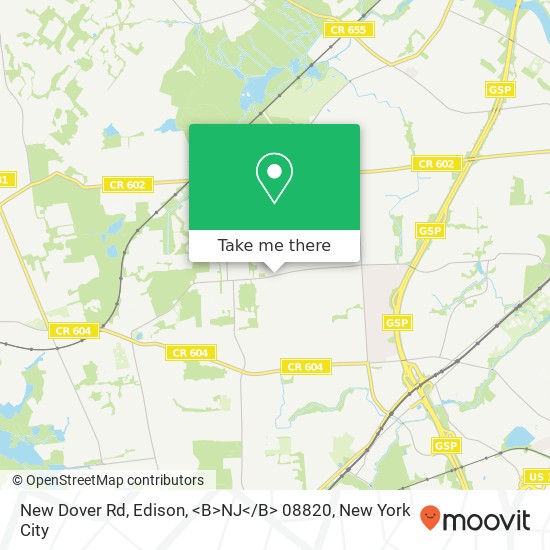 Mapa de New Dover Rd, Edison, <B>NJ< / B> 08820