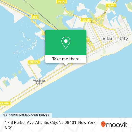 Mapa de 17 S Parker Ave, Atlantic City, NJ 08401