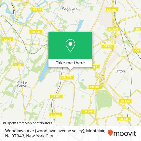 Mapa de Woodlawn Ave (woodlawn avenue valley), Montclair, NJ 07043