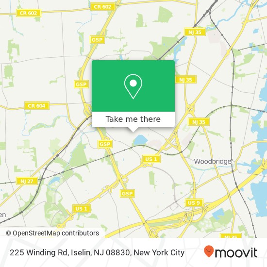 Mapa de 225 Winding Rd, Iselin, NJ 08830