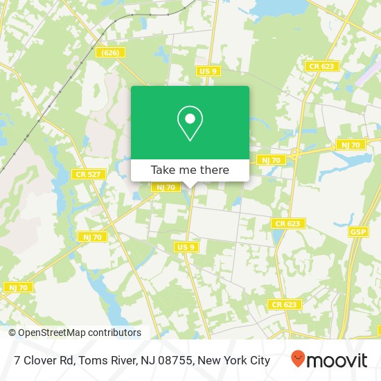 Mapa de 7 Clover Rd, Toms River, NJ 08755