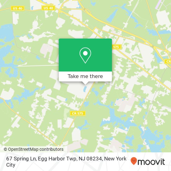 Mapa de 67 Spring Ln, Egg Harbor Twp, NJ 08234