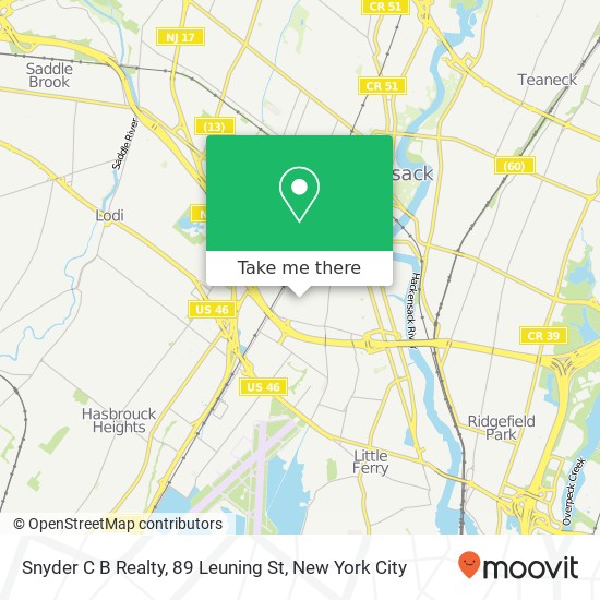 Mapa de Snyder C B Realty, 89 Leuning St