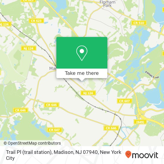 Mapa de Trail Pl (trail station), Madison, NJ 07940