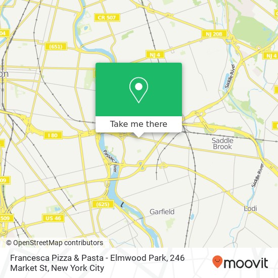 Mapa de Francesca Pizza & Pasta - Elmwood Park, 246 Market St
