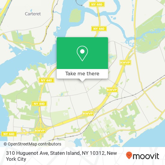 Mapa de 310 Huguenot Ave, Staten Island, NY 10312