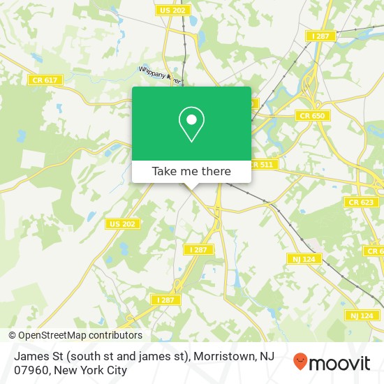 Mapa de James St (south st and james st), Morristown, NJ 07960