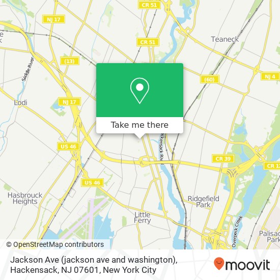 Mapa de Jackson Ave (jackson ave and washington), Hackensack, NJ 07601