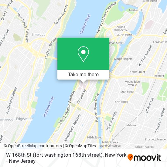 W 168th St (fort washington 168th street) map