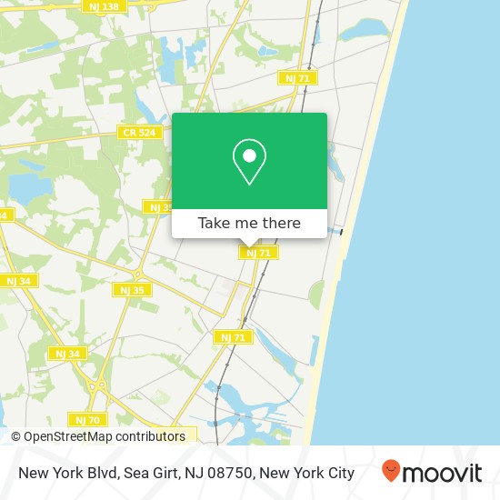 Mapa de New York Blvd, Sea Girt, NJ 08750