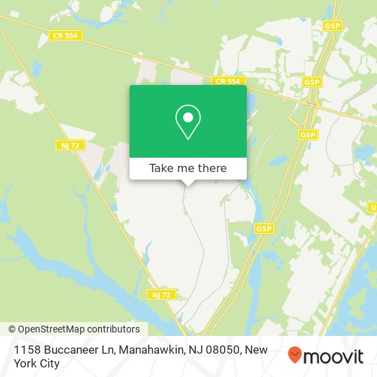 Mapa de 1158 Buccaneer Ln, Manahawkin, NJ 08050