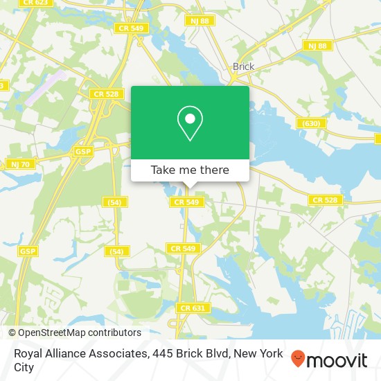 Mapa de Royal Alliance Associates, 445 Brick Blvd