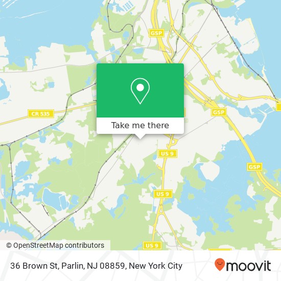 Mapa de 36 Brown St, Parlin, NJ 08859