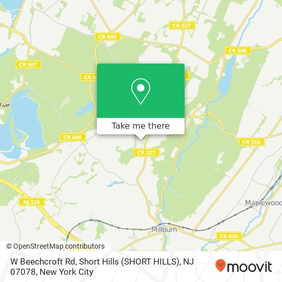 Mapa de W Beechcroft Rd, Short Hills (SHORT HILLS), NJ 07078