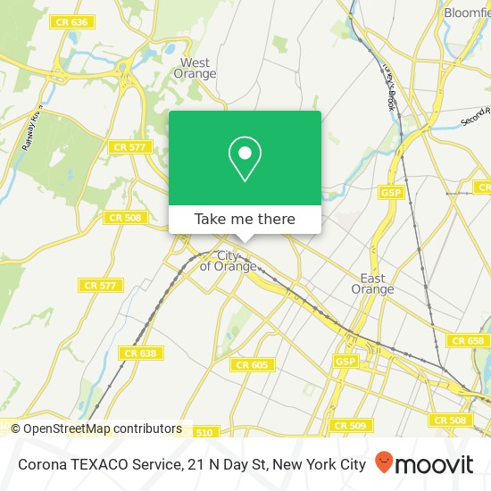 Mapa de Corona TEXACO Service, 21 N Day St