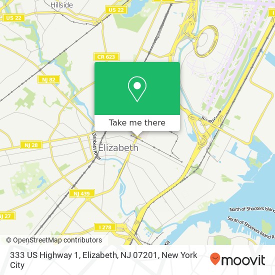 Mapa de 333 US Highway 1, Elizabeth, NJ 07201