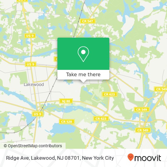 Mapa de Ridge Ave, Lakewood, NJ 08701