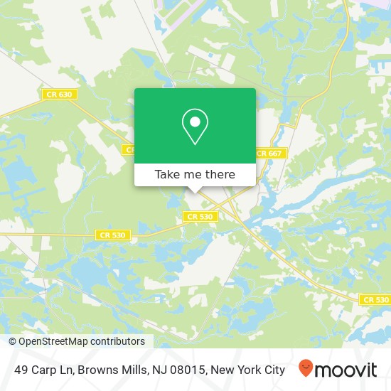 Mapa de 49 Carp Ln, Browns Mills, NJ 08015