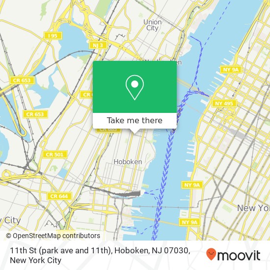 Mapa de 11th St (park ave and 11th), Hoboken, NJ 07030
