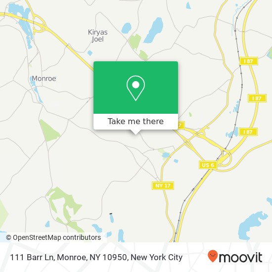 Mapa de 111 Barr Ln, Monroe, NY 10950