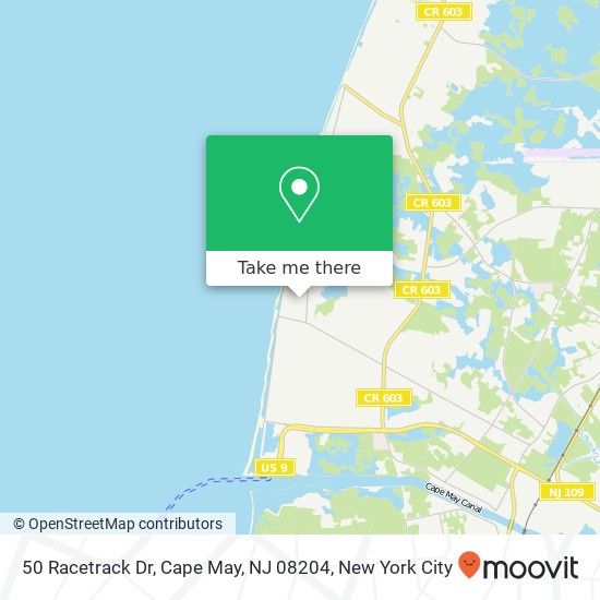 Mapa de 50 Racetrack Dr, Cape May, NJ 08204