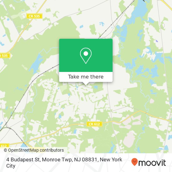 Mapa de 4 Budapest St, Monroe Twp, NJ 08831