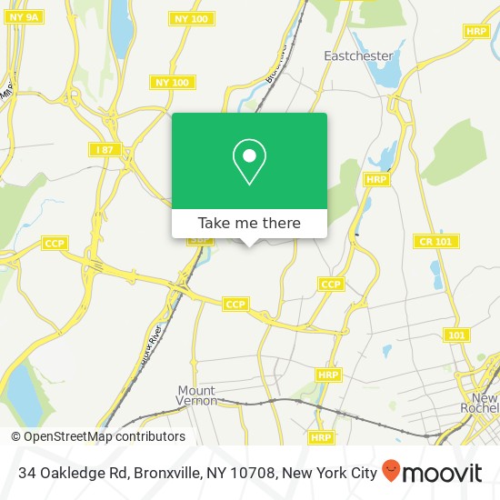 Mapa de 34 Oakledge Rd, Bronxville, NY 10708
