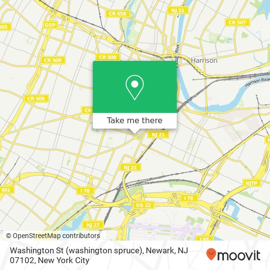 Mapa de Washington St (washington spruce), Newark, NJ 07102