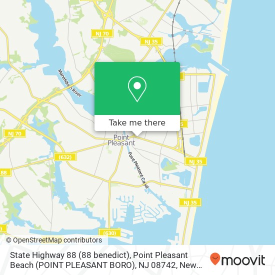 Mapa de State Highway 88 (88 benedict), Point Pleasant Beach (POINT PLEASANT BORO), NJ 08742