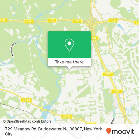 Mapa de 729 Meadow Rd, Bridgewater, NJ 08807