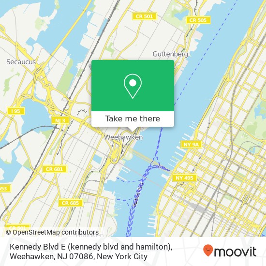 Kennedy Blvd E (kennedy blvd and hamilton), Weehawken, NJ 07086 map