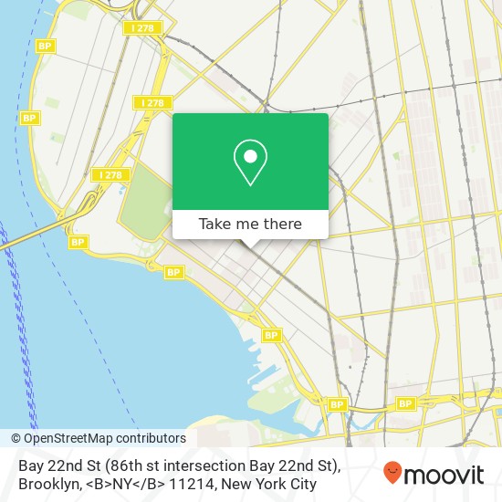 Mapa de Bay 22nd St (86th st intersection Bay 22nd St), Brooklyn, <B>NY< / B> 11214