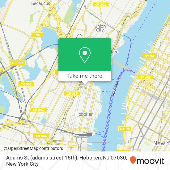 Mapa de Adams St (adams street 15th), Hoboken, NJ 07030