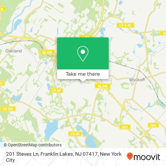 Mapa de 201 Steves Ln, Franklin Lakes, NJ 07417