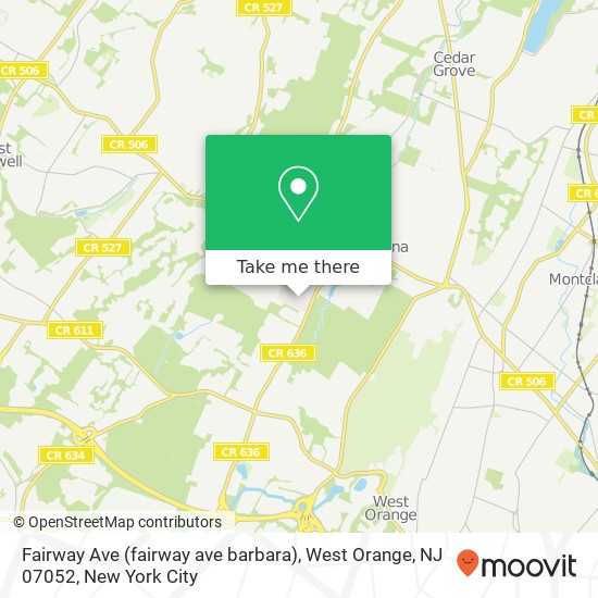 Fairway Ave (fairway ave barbara), West Orange, NJ 07052 map