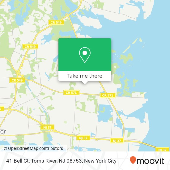 Mapa de 41 Bell Ct, Toms River, NJ 08753