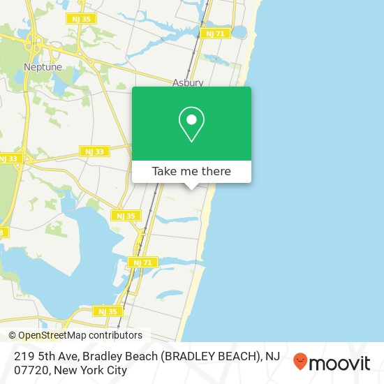 Mapa de 219 5th Ave, Bradley Beach (BRADLEY BEACH), NJ 07720