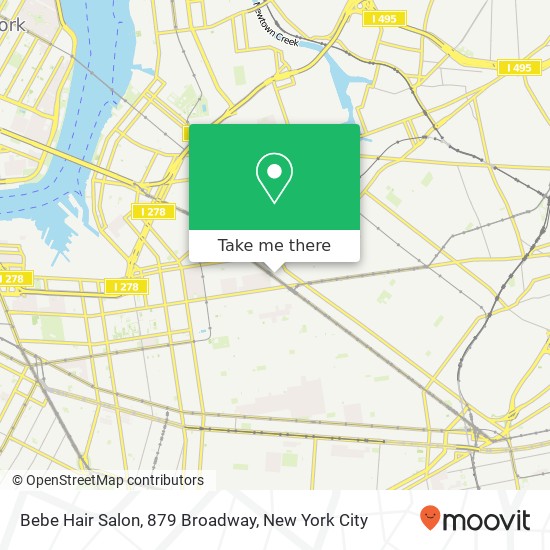 Mapa de Bebe Hair Salon, 879 Broadway