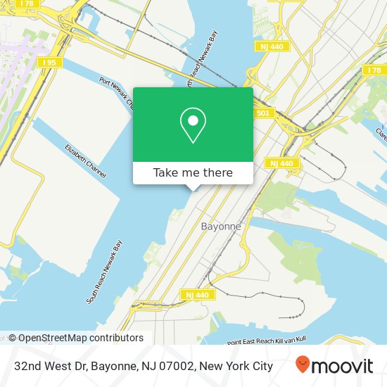 Mapa de 32nd West Dr, Bayonne, NJ 07002